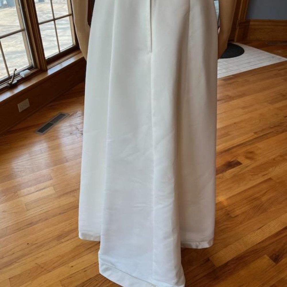 *Mon Cheri Ivory Tan Satin Sleeveless O Back Wedding Dress Bridal Gown Size 8 - Picture 13 of 14